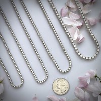 Chaîne tennis SMON01 en moissanite VVS, argent sterling 925 plaqué or blanc rhodié, 2 mm 4 mm, collier glacé de luxe