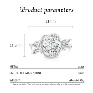 Exquisite Sparkling Gemstone Fireworks Cut Rose Brass Ring Suitable fashion jewelry <b>gifts</b> for women - Product Image 4