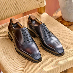 Zapatos de Cuero en Alta Demanda, Estilo Inglés, Brogue de Negocios, Cuero Genuino Hecho a Mano, Botas Chelsea Formales, Zapatos de Tobillo para Hombre - Product Image 6