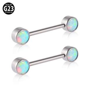 <span class=keywords><strong>Piercing</strong></span> per Capezzoli in Titanio G23, Sexy con Opale e Zirconia Cubica, 14G, Filettatura Interna, Gioielli Trendy per Donne - Product Image 3