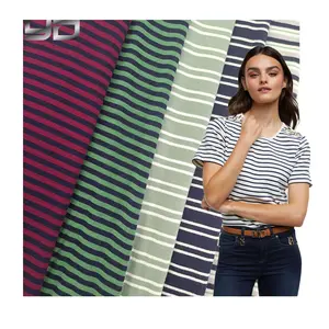 custom pattern 220GSM ring spun 95 rayon 5 spandex printed stripe rayon fabric viscose rayon fabric