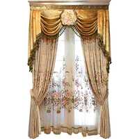 Voilage de rideau en chenille brodé de qualité supérieure avec motif floral pivoine pour la décoration des baies de salon et des fenêtres octogonales