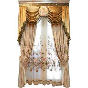 Voilage de rideau en chenille brodé de qualité supérieure avec motif floral pivoine pour la décoration des baies de salon et des fenêtres octogonales - Product Image 5