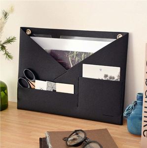 Pocket Hanging Three-Layer Small Items Holder Wall Mount A4 Documents Cards Pu Leather Clear <b>File</b> Letter <b>Organizer</b> - Product Image 1