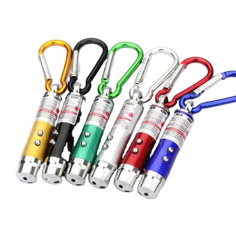 Mini lampe de poche LED multifonction, pointeur laser, lumière UV, porte-clés, torche, 6 couleurs, 3 en 1