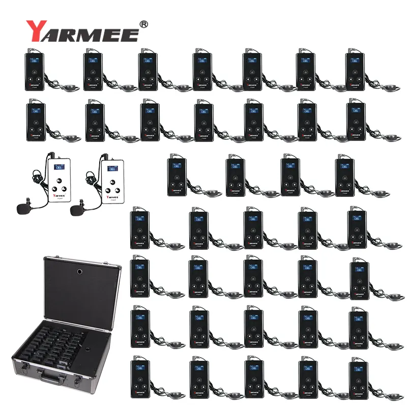 YARMEE YT200ミュージアムポータブルラジオガイドシステム、ミュージアム、ツアーガイド、 (2送信機38受信機充電ケース)