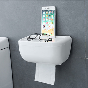 Toilet Paper Holder Oval No Drilling Required Multipurpose Storage <b>Box</b> For Bathroom - Product Image 1