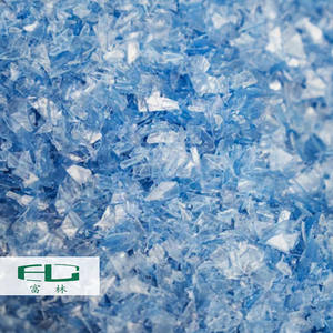 Meilleur <span class=keywords><strong>prix</strong></span> usine – Flocons de PET transparent recyclé, plastique bleu régénéré, copeaux de bouteilles en polyéthylène, grande quantité - Product Image 1