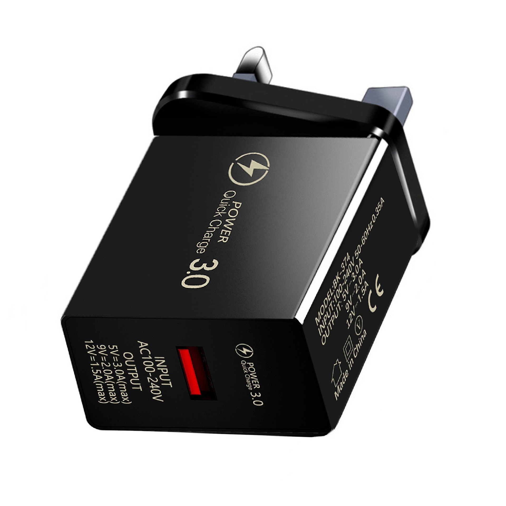 QC3.0 Power Adapter UK plug - Black