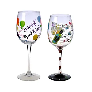 abt glaswerk fabrikant handgemaakte gekleurde tekening wijnglas
