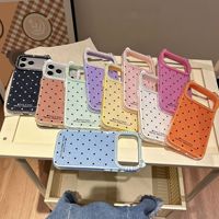 Coque de téléphone antichoc 2-en-1 en TPU à pois pailletés motif dessin animé pour 11 Pro Max/12/13 avec cadre de protection de l'appareil photo
