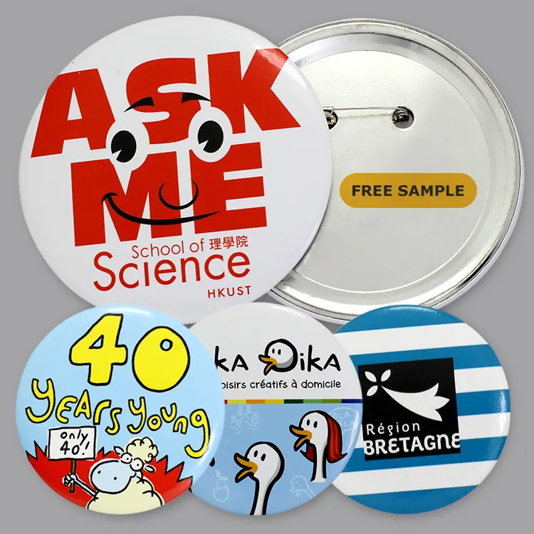 Badge rond pour fabrication de badges, vente en gros, Logo imprimé 58mm, broches magnétiques en plastique