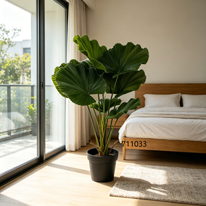 <span class=keywords><strong>Palmier</strong></span> artificiel <span class=keywords><strong>Licuala</strong></span> Grandis à faible entretien dans un pot en plastique noir, <span class=keywords><strong>palmier</strong></span> Areca tropical luxuriant pour la décoration de balcon - Product Image 2