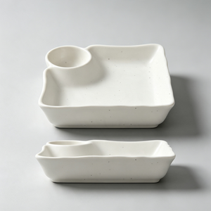 ESTICK <span class=keywords><strong>Assiette</strong></span> <span class=keywords><strong>carrée</strong></span> profonde à compartiments, style japonais minimaliste, en <span class=keywords><strong>porcelaine</strong></span> émaillée au four, compatible micro-ondes, 16-16,9 cm - Product Image 3