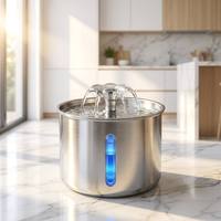 Fontaine à eau pour animaux de compagnie ultra silencieuse avec fenêtre de niveau d'eau visible, alerte de niveau d'eau faible, filtre circulant pour chats et chiens d'intérieur toutes races