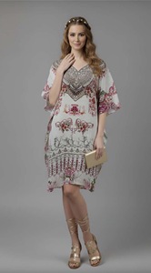 Robe longue africaine Dashiki pour femme, légère, respirante, coupe décontractée, tunique, poncho, kimono, finition soyeuse, style bohème, pour les vacances à la plage - Product Image 2