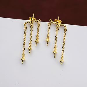 Boucle d'oreille en argent S925, grand modèle, 10-11 perles, boucle d'oreille pour femme, accessoires de bijoux DIY avec clou d'oreille, modèle 1102 - Product Image 3