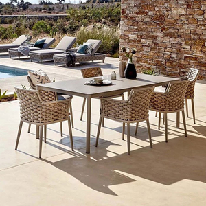 Lujo moderno cuerda tejida al aire libre mesa de comedor y sillas conjunto de muebles de exterior para Hotel Resort Villa jardín conjunto de muebles de exterior - Product Image 1