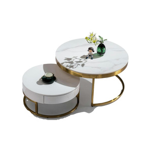 Ensemble de table basse double de salon en acier au carbone gris fritté moderne de Lu - Product Image 4