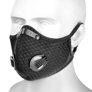 Fünf schicht ige Aktivkohle Sport Outdoor Radfahren Laufen Baumwolle <span class=keywords><strong>Anti</strong></span>-Staub-Gesichts maske mit Doppel ventil - Product Image 4