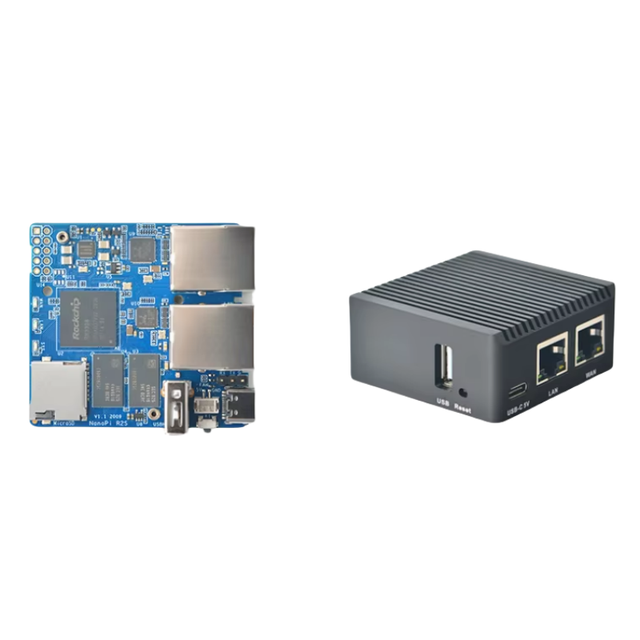 Nanopi R2S Oficial Metalen Shell Openwrt Systeem RK3328 Mini Router Dual Gigabit Poort 1Gb Grote Geheugen Development Board....