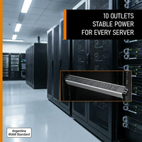Multiprise PDU de base certifiée CE RoHS pour l'Argentine, 16A 250V avec interrupteur principal, boîtier en aluminium pour centre de données