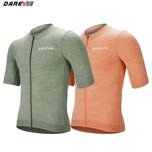 Compression knit short sleeve ride wear stretchy cycling jersey green orange