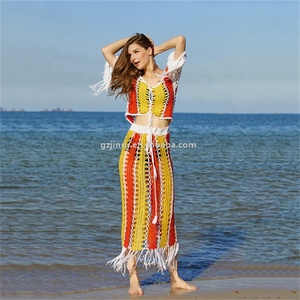 Của phụ nữ chất lượng cao 2-Piece Mùa Hè <span class=keywords><strong>Crochet</strong></span> sợi Bìa UPS sexy beachwear với in mô hình bán buôn sang trọng bãi biển Ăn mặc - Product Image 2