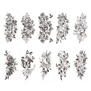1 Juego por 10 piezas flor y mariposa pájaro negro impreso <span class=keywords><strong>tatuajes</strong></span> impermeables, personalidad sexy cuerpo de <span class=keywords><strong>mujer</strong></span> tatuaje temporal - Product Image 3