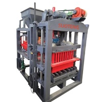 Machine automatique de fabrication de blocs de ciment creux SUOTENG QT4-25 avec moteur et pompe, 6 moules pour la production de briques en béton