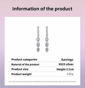 <span class=keywords><strong>Orecchini</strong></span> <span class=keywords><strong>Pendenti</strong></span> in <span class=keywords><strong>Argento</strong></span> 925 Placcato Rodio con Zirconi di Alta Qualità, Stile Europeo <span class=keywords><strong>e</strong></span> Americano, Gioielli Raffinati da Matrimonio per Donne - Product Image 6