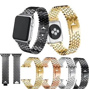 Schnell verschluss Edelstahl Armband Armband für Apple Watch Serie 7 6 5 4 Honeycomb Fish Scale Metall Uhren armband