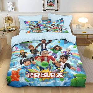 Juego de Ropa de Cama de 3 Piezas con Diseño de Dibujos Animados de <span class=keywords><strong>Roblox</strong></span>, Funda de Edredón con Estampado Digital 3D y Fundas de Almohada, Imagen Personalizada Disponible, Textil <span class=keywords><strong>para</strong></span> el Hogar - Product Image 4