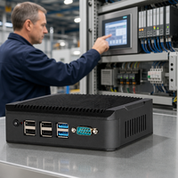 Mini PC Industrial sin Ventilador, Windows 11, CPU Intel 4C4T, 4*RS232, DC 12V, DDR4, SSD, Windows, Linux