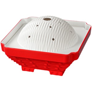 Plateau de service en mélamine Xiang Yuan Mei avec couvercle, design carré et ovale rouge et bleu, pour usage en restaurant - Product Image 5