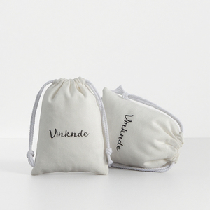Factory Sale Eco-Friendly <b>White</b> Cotton Dust <b>Bag</b> 7*9 cm Drawstring Pouches for Earrings Cosmetic Jewelry Packaging with Rope - Product Image 1