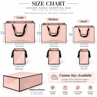 Sacs en papier de luxe personnalisés roses avec logo, poignées en ruban noir, sacs de shopping de luxe pour les boutiques de vêtements, les cosmétiques et les marques de cadeaux