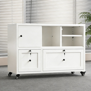 Armoire de classement mobile en métal blanc de 28 po avec serrure, 2 tiroirs latéraux pour l'organisation de dossiers A4/Legal/Letter au bureau à domicile - Product Image 5