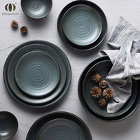 Service de table vert mat rustique, vaisselle personnalisée, assiettes, bols, ensemble de plats en céramique, vaisselle pour restaurant