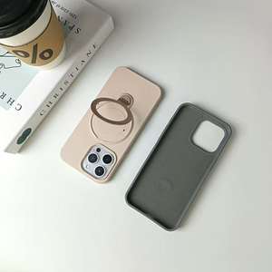 Étui de téléphone BAILI Factory, populaire, en silicone liquide de couleur unie, avec anneau magnétique, support magnétique, <span class=keywords><strong>feutre</strong></span> intérieur, antichoc, pour iPhone/Android - Product Image 4