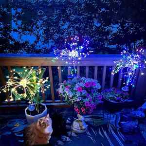 Outdoor Solar <b>LED</b> Garden <b>Light</b> IP65 Waterproof Copper Wire Decorative Sparkles Fireworks <b>Light</b> <b>Sensor</b> Control Dimmable Wall - Product Image 3