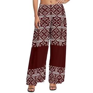 Nuovo Design personalizzato donna elastico in vita Casual pantaloni Palazzo larghi stampa Tapa polinesiano Plus Size donna pantaloni lunghi a gamba larga - Product Image 4