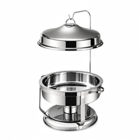 Plat de service en acier inoxydable 8L, finition poli miroir, chauffe-plat pour buffet avec couvercle suspendu, idéal pour mariages et réceptions