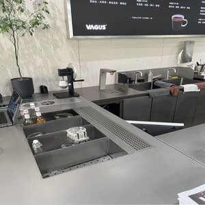 Bar <b>Workstation</b> 316 Stainless Steel Luxury Bar Counter with Sink and Footrest for Commercial Use - Product Image 4