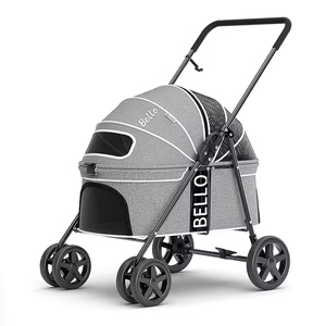 Carrito Plegable <span class=keywords><strong>de</strong></span> Acero <span class=keywords><strong>de</strong></span> 4 Ruedas para Mascotas, Transportador Portátil para Exteriores, Gran Capacidad <span class=keywords><strong>de</strong></span> 15 kg, Nueva Tecnología para Viajes <span class=keywords><strong>Deportivos</strong></span> con Gatos - Product Image 4