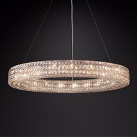 Lustre de plafond en feuille d'or et acier inoxydable poli de 40 pouces, avec coquille en pierre naturelle d'albâtre