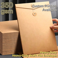Enveloppe de classement en papier kraft robuste Shuoyin A5 350 g/m² avec perforations et attache à cordon riveté, grande capacité pour le rangement de documents
