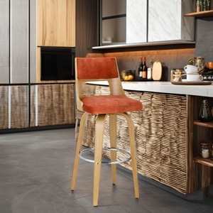 Hiện đại Walnut ván ép điều hành xoay ghế có thể điều chỉnh nhà bếp thanh phân với PU da/vải Thanh ghế - Product Image 1