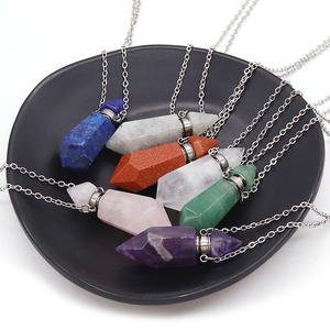 Collier pendentif en cristal de forme de balle personnalisé, flacon de <span class=keywords><strong>parfum</strong></span>, huile d'aromathérapie avec pierre naturelle en jade, bijoux uniques - Product Image 2