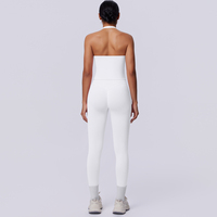 Nouvel ensemble de yoga 2 pièces pour femme, style uni, avec brassière de sport halter et leggings taille haute, idéal pour l'exercice en extérieur